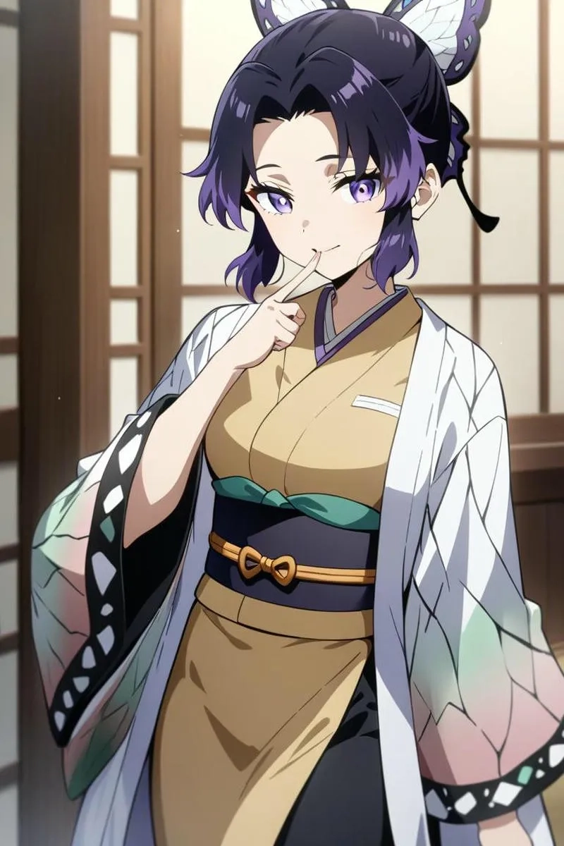 Shinobu Kochou anime với tạo hình ấn tượng