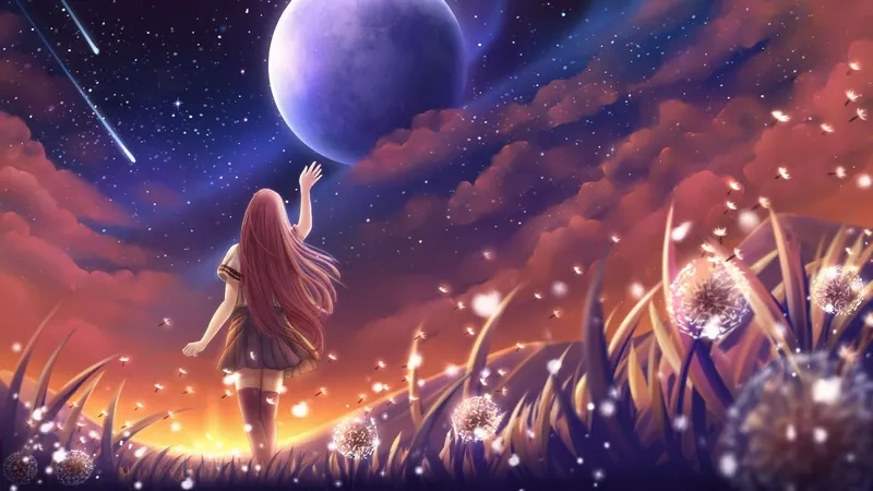 Thưởng thức ảnh nền máy tính phong cảnh anime đầy màu sắc và chân thực