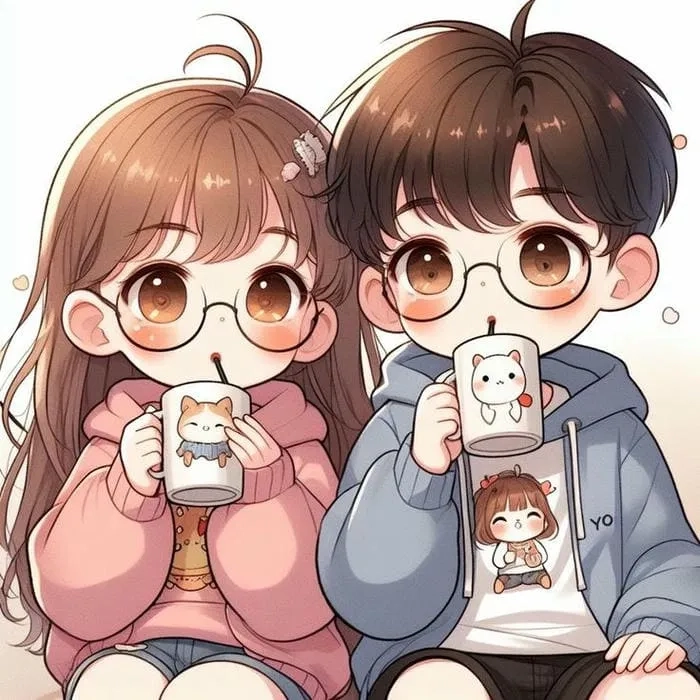 Ảnh anime cặp đôi cute thể hiện tình cảm lãng mạn
