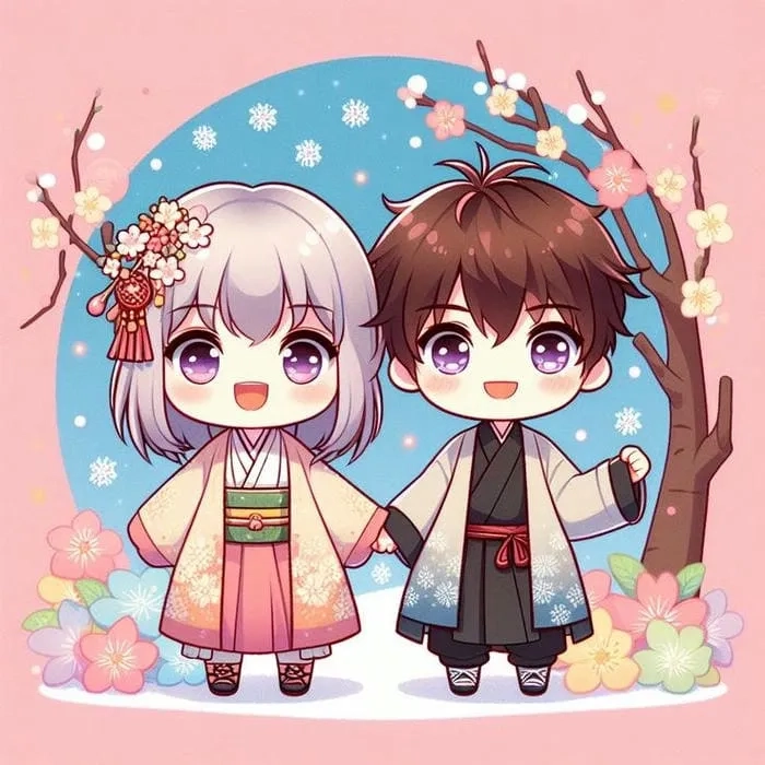 Hình nền anime cặp đôi cute giúp màn hình thêm lãng mạn và dễ thương