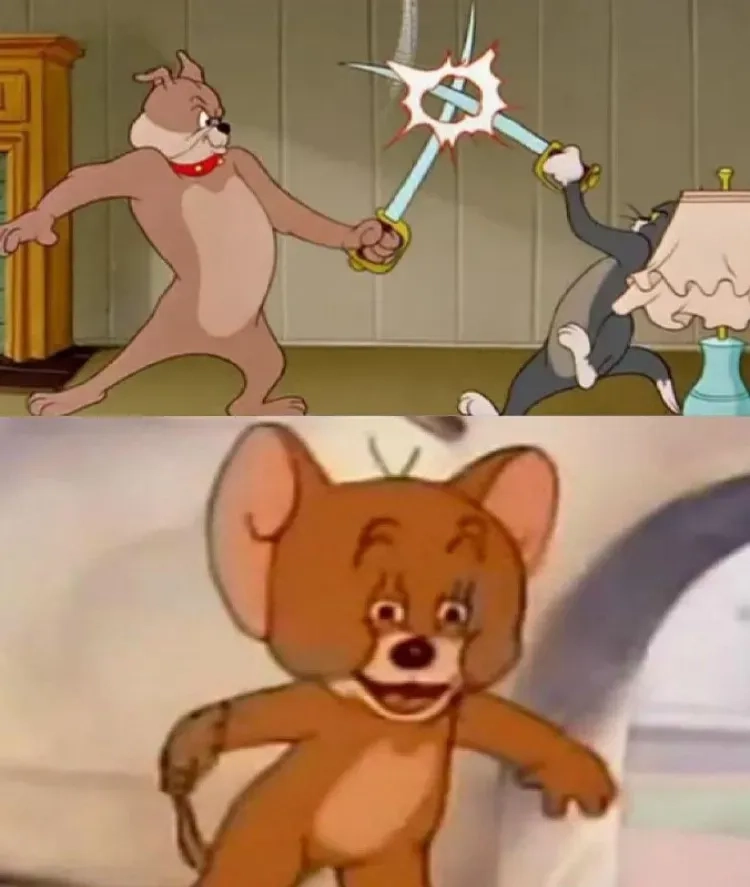Tom and Jerry meme face khi bạn phát hiện ra bí mật động trời