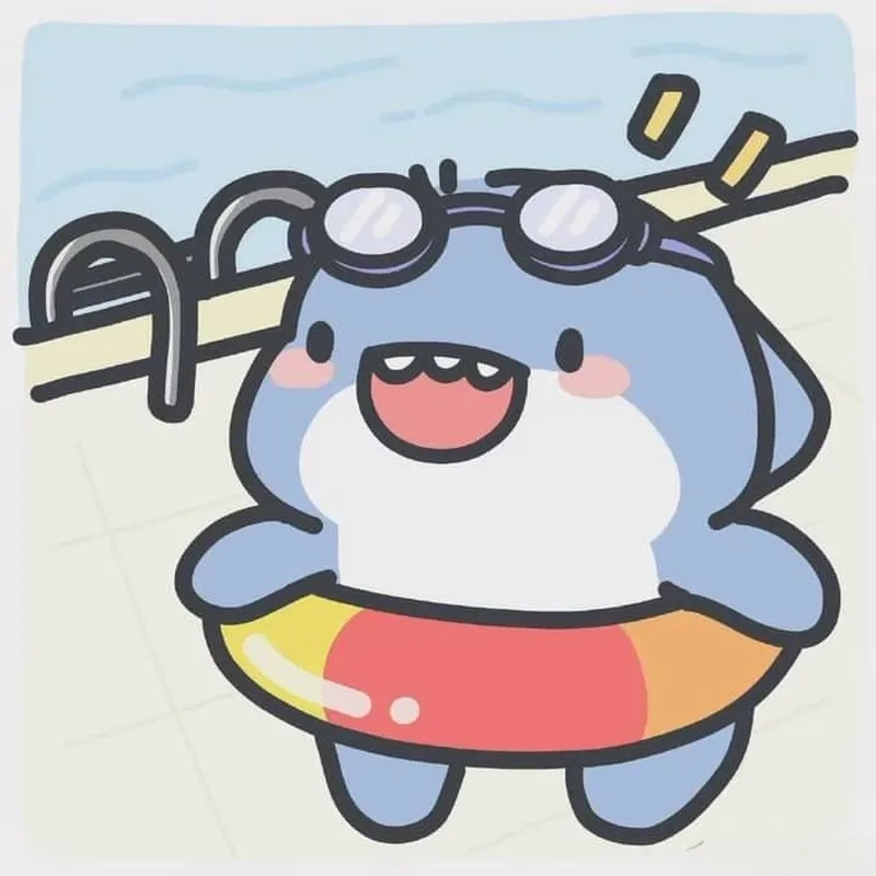 Tải hình nền cá mập cute chibi cực chill cho máy tính