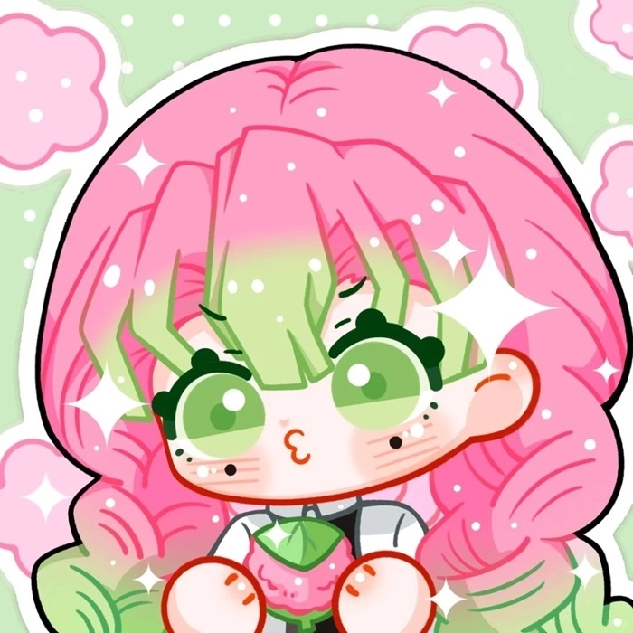 Hình chibi Mitsuri x Obanai siêu ngọt ngào và dễ thương