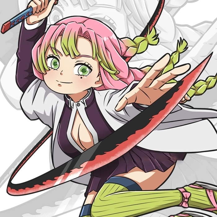 Khoảnh khắc Mitsuri và Obanai chibi siêu dễ thương