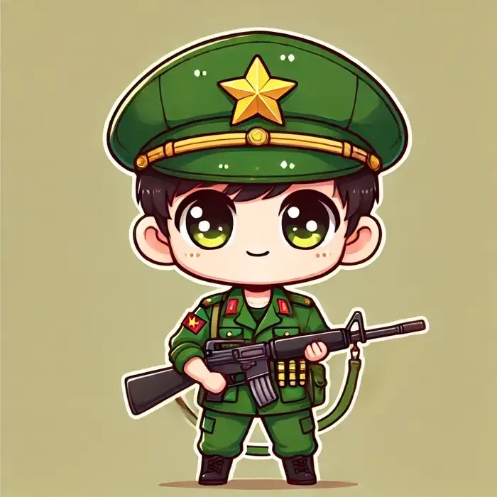 Thử ngay mẫu vẽ chú bộ đội chibi đơn giản mà dễ thương