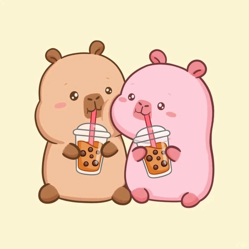 Ngắm nhìn hình con capybara chibi dễ thương như thú nhồi bông