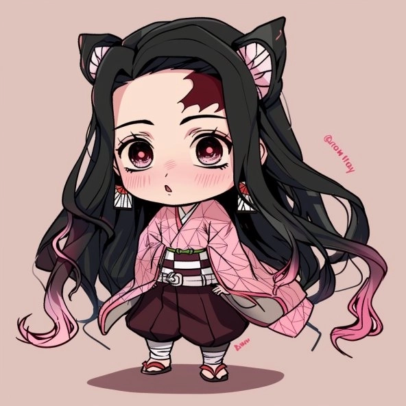 Ngắm nhìn anime nezuko chibi phiên bản siêu cấp đáng yêu